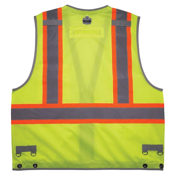 Lime Hi Vis Tool Tethering Safety Vest, Type R Class 2, S/M